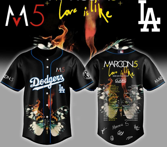 Dodgers Maroon 5 Love Is Like Tour Fall 2025 USA Baseball Jersey
