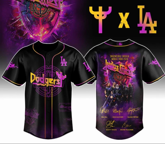 Dodgers Judas Priest Shield of Pain Tour 2025 Baseball Jersey