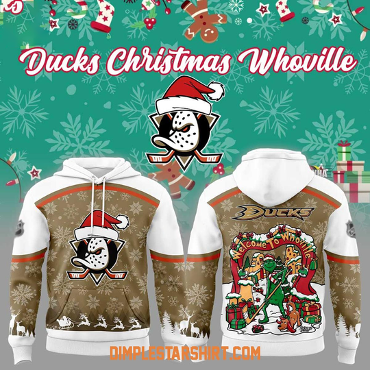 Anaheim Ducks Christmas Hoodie Welcome to Whoville 3D Hoodie