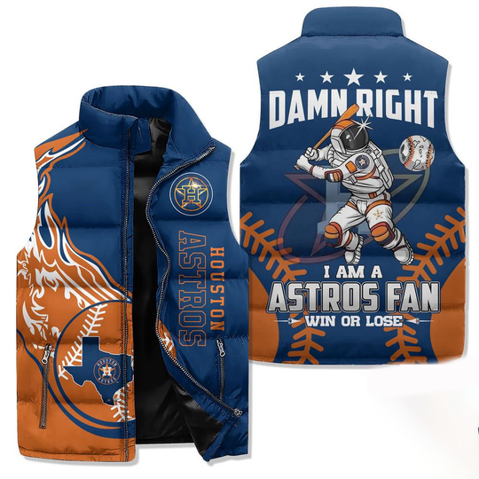 Houston Astros Sporty Mascot Design Sleeveless Jacket