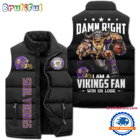 Minnesota Vikings Sporty Mascot Design Sleeveless Jacket