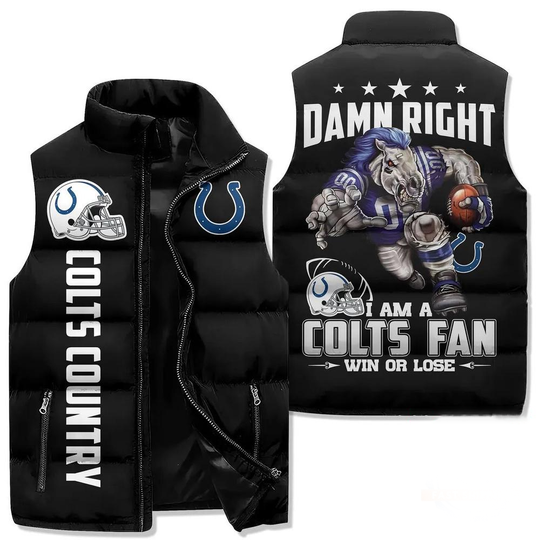 Indianapolis Colts Sporty Mascot Design Sleeveless Jacket