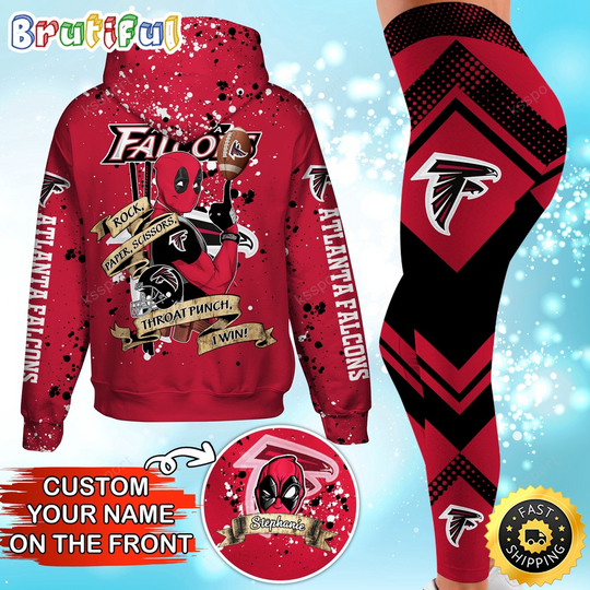 Custom football Atlanta Falcons Hoodie Leggings Rock Paper Scissors Throat Punch I Win Hoodie