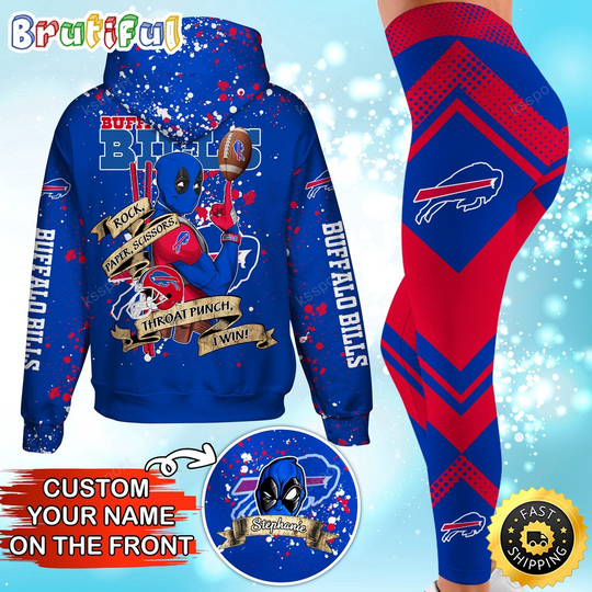Custom football Buffalo Bills Hoodie Leggings Rock Paper Scissors Throat Punch I Win Hoodie