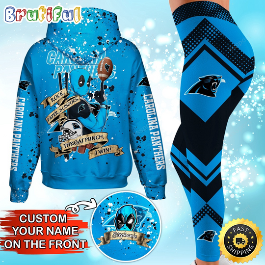 Custom football Carolina Panthers Hoodie Leggings Rock Paper Scissors Throat Punch I Win Hoodie
