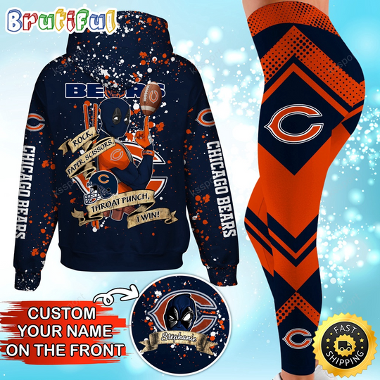 Discover Custom football Chicago Bears Hoodie Leggings Rock Paper Scissors Throat Punch I Win Hoodie