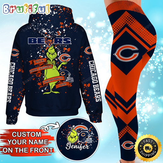 Custom Chicago Bears Hoodie Leggings The funny character Hoodie Rock Paper Scissors Throat Punch I Win