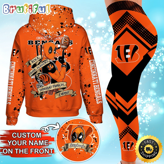 Discover Custom football Cincinnati Bengals Hoodie Leggings Rock Paper Scissors Throat Punch I Win Hoodie