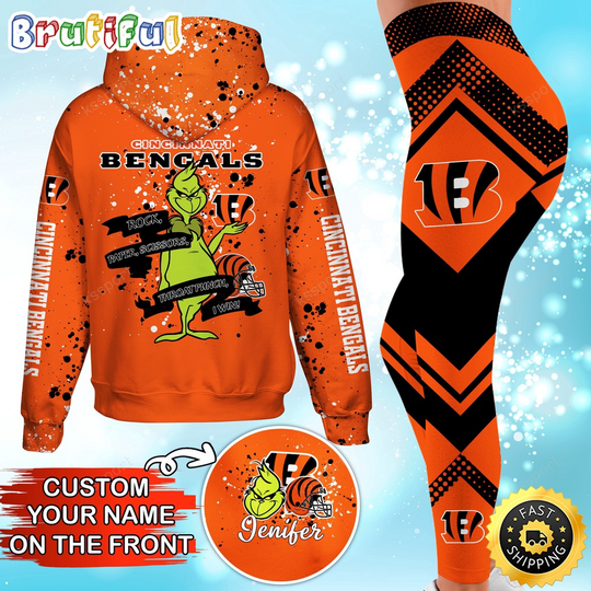 Custom football Cincinnati Bengals Hoodie Leggings The funny character Hoodie Rock Paper Scissors Throat Punch I Win