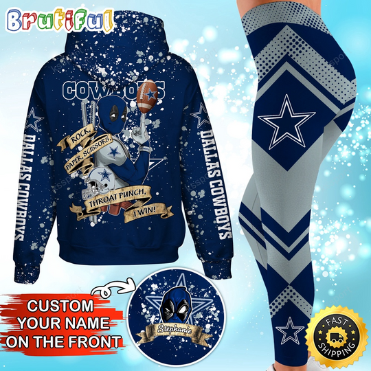 Custom Dallas Cowboys Hoodie Leggings Rock Paper Scissors Throat Punch I Win Hoodie