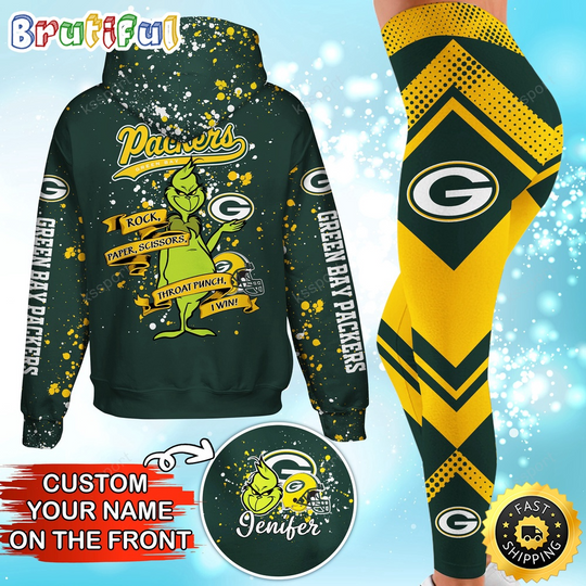Custom Green Bay Packers Hoodie Leggings The funny character Hoodie Rock Paper Scissors Throat Punch I Win
