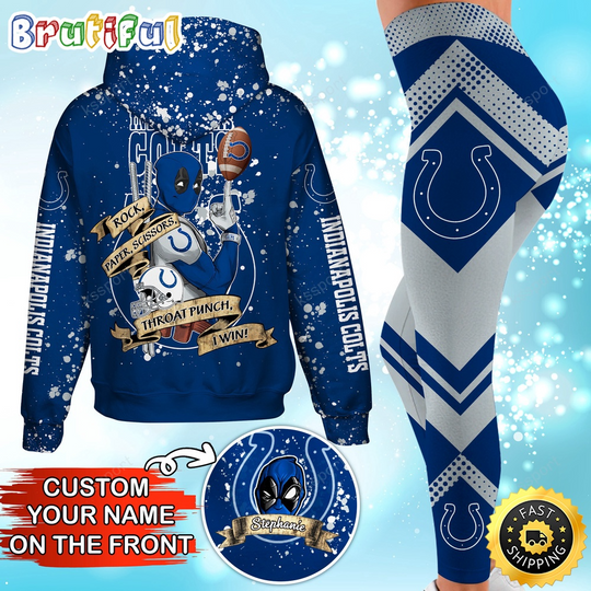 Custom Indianapolis Colts Hoodie Leggings Rock Paper Scissors Throat Punch I Win Hoodie