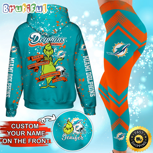 Custom Miami Dolphins Hoodie Leggings The funny character Hoodie Rock Paper Scissors Throat Punch I Win
