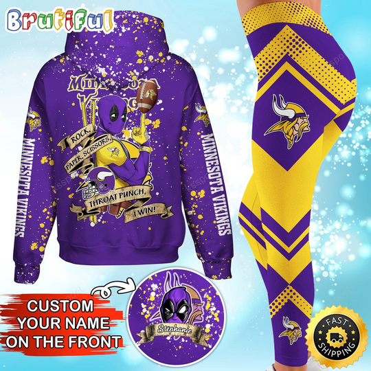 Custom Minnesota Vikings Hoodie Leggings Rock Paper Scissors Throat Punch I Win Hoodie