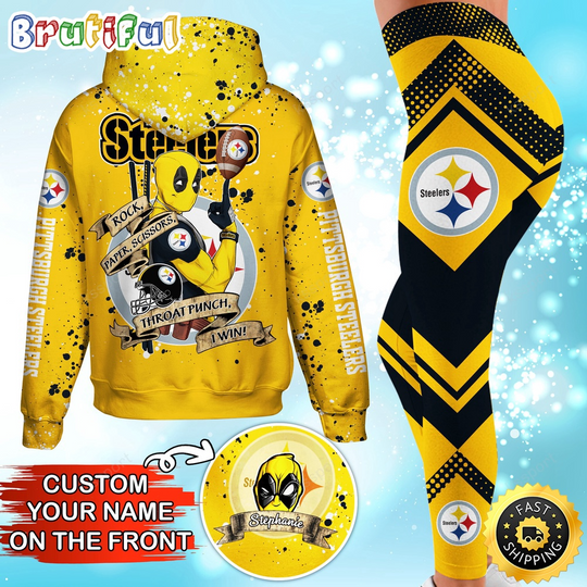 Custom Pittsburgh Steeler Hoodie Leggings Rock Paper Scissors Throat Punch I Win Hoodie