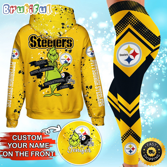 Custom Pittsburgh Steeler Hoodie Leggings The funny character Hoodie Rock Paper Scissors Throat Punch I Win