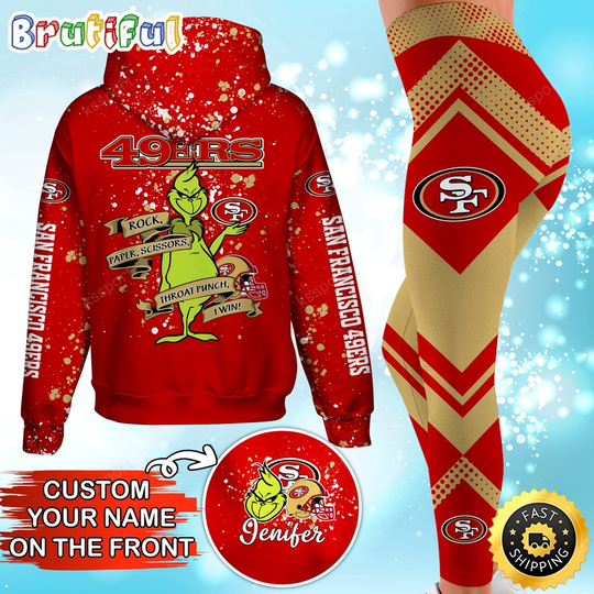 Custom San Francisco 49ers Hoodie Leggings The funny character Hoodie Rock Paper Scissors Throat Punch I Win