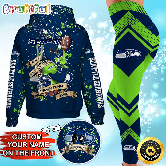 Custom Seattle Seahawks Hoodie Leggings Rock Paper Scissors Throat Punch I Win Hoodie