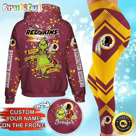 Custom Washington Commanders Hoodie Leggings The funny character Hoodie Rock Paper Scissors Throat Punch I Win