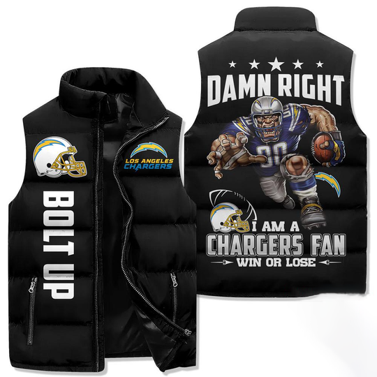 Discover Los Angeles Chargers Sporty Mascot Design Sleeveless Jacket