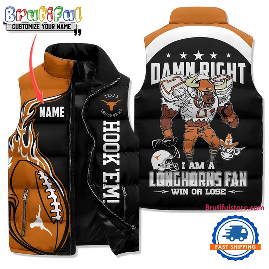 Discover Texas Longhorns football Custom Sporty Mascot Design Sleeveless Jacket