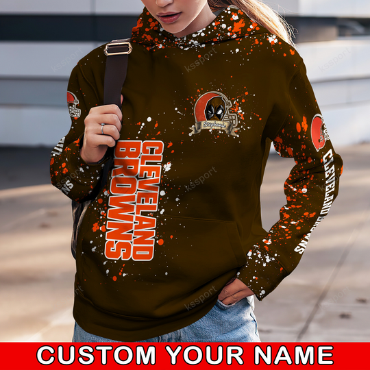 Custom football Cleveland Browns Hoodie Leggings Rock Paper Scissors Throat Punch I Win Hoodie