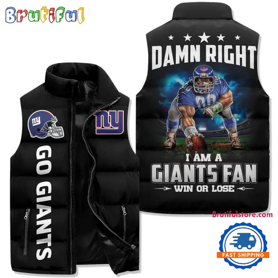New York Giants Sporty Mascot Design Sleeveless Jacket