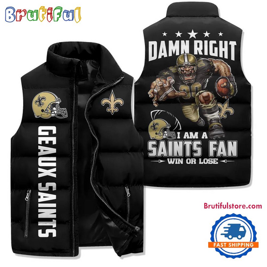 New Orleans Saints Sporty Mascot Design Sleeveless Jacket