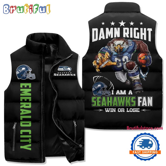 Discover Seattle Seahawks Sporty Mascot Design Sleeveless Jacket