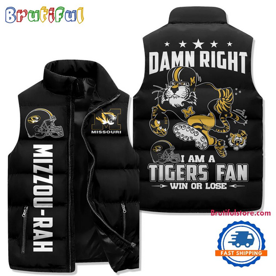 Missouri Tigers Sporty Mascot Design Sleeveless Jacket