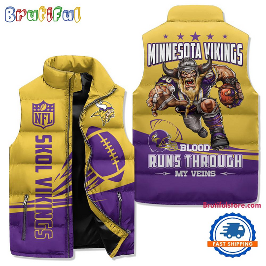 Minnesota Vikings Sporty Mascot Design Sleeveless Jacket