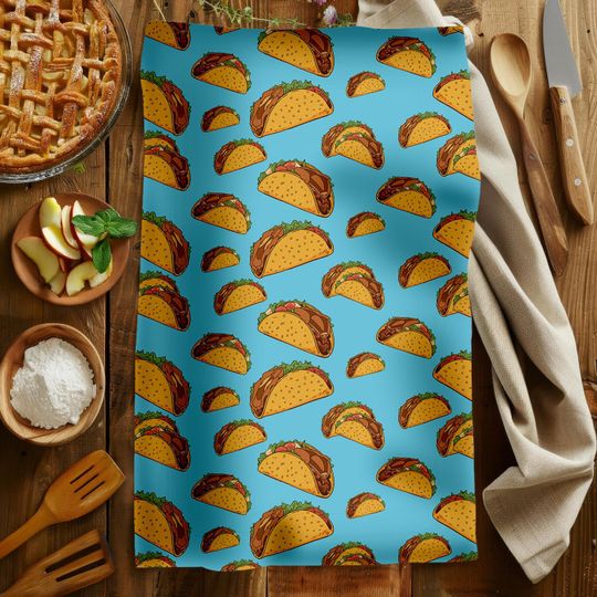 Hand Towel, Tacos Kitchen Towel with Pattern, Funny Tea Towel