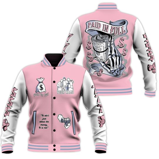 AJ 5 Retro Paid In Full Varsity Jacket with Custom Name