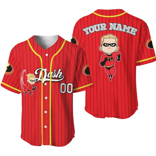 Custom Dash Baseball Jersey Shirt, Incredibles Kid/Youth/Adult Jersey, Personalized Superhero Team Shirt, Birthday Gift Outfit