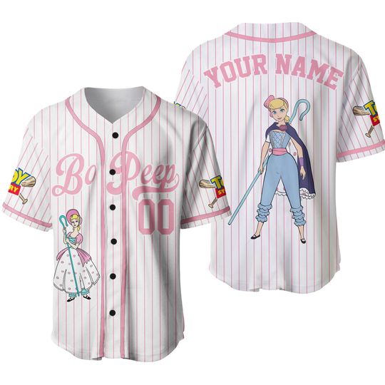 Custom Disney Toy Story Bo Peep Baseball, Custom Name Kids, Youth, Adult Disney Baseball Jersey Team Outfit Pixar Toy Story Gift For Fan