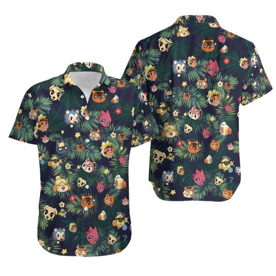 New Horizons Characters Animal Crossing Hawaiian Shirt Casual Button Shirt Adult