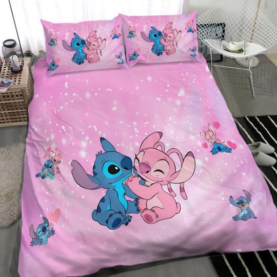 Stitch And Angel Better Together Love Couple Valentine's Day Bedding Set