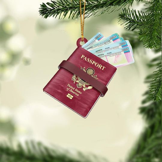 Discover Passport Christmas Ornament, Travelling Xmas Ornament, Travel Lovers Ornament Gift, Passport Ornament, Traveler Ornament Gift