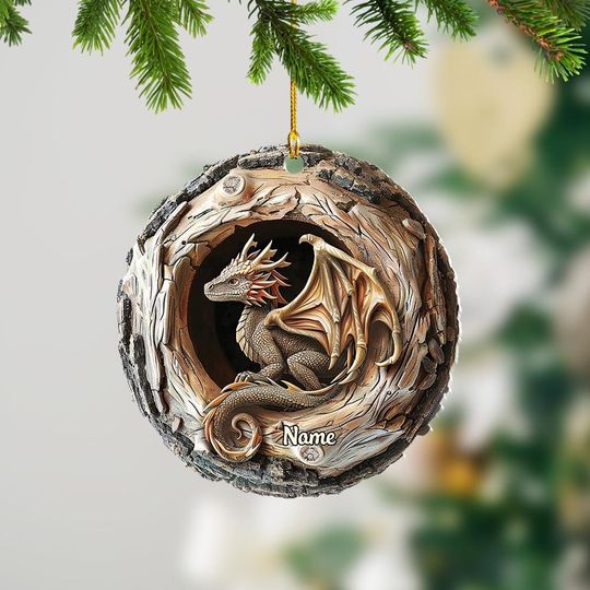 Discover Dragon 2D Flat Ornament,  Dragon Christmas Ornament, Gift for Dragon Lover