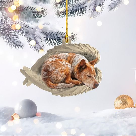 Discover Heeler Dog Sleeping Angel Wings Ornament, Lovely Heeler Dog Christmas Ornament Gift, Heeler Dog Car Ornament Decor