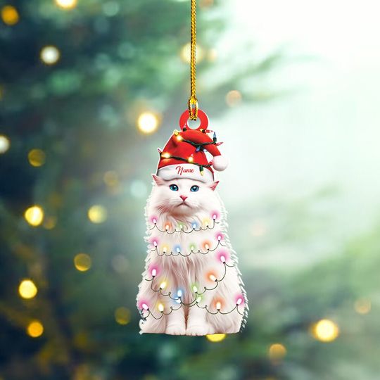 Discover Personalized Turkish Van Cat Ornament, Cat Christmas Hanging Ornament Gift, Cat Car Hanging Ornament, Gift For Pet Lover ID-1002-HSP3