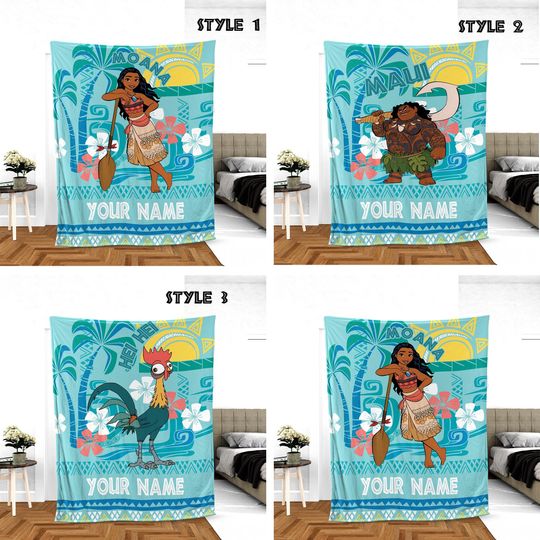 Discover Custom Disney Moana Movie Blanket, Moana Pua Maui Blanket, Disney Beach Blanket, Moana Characters Tropical Hawaii Blanket