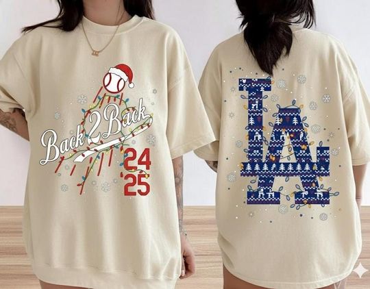 Los Angeles Dodgers 2024 2025 World Series Champions Double Sided T-Shirt, Baseball Team Fan Gift