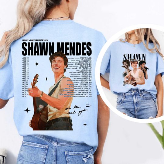 Shawn Mendes Tour 2025 T-Shirt Digital Download, Europe & North America Dates, Singer Fan Merchandise