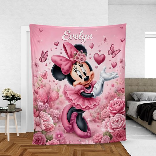 Discover Personalized Minnie Mouse Blanket, Custom Name Disney Minnie Blanket, Disney Blankets, Minnie Birthday Gifts, Kids Name Blanket, Baby Gift