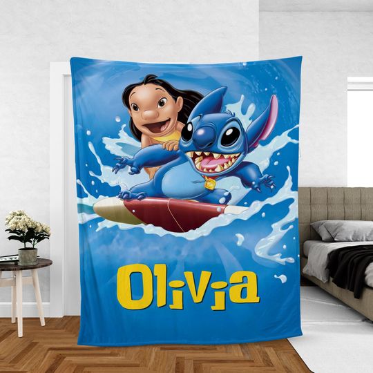 Discover Personalized Lilo And Stitch Blanket, Lilo Stitch Blanket, Stitch Birthday Gifts, Angel Stitch Christmas Gifts