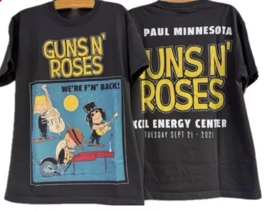 Discover Vintage style Gun N Rose Rock Concert Tour short sleeve 2 side shirt