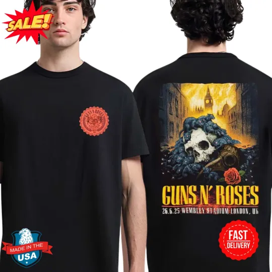 Discover Guns N Roses London UK 2025 Tour Event Tee At Wembley Stadium On June 26 T-Shirt