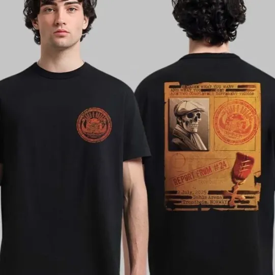 Discover Guns N' Roses Trondheim 2025 Tour Tee – Dahls Arena July 2 Two Sided Shirt