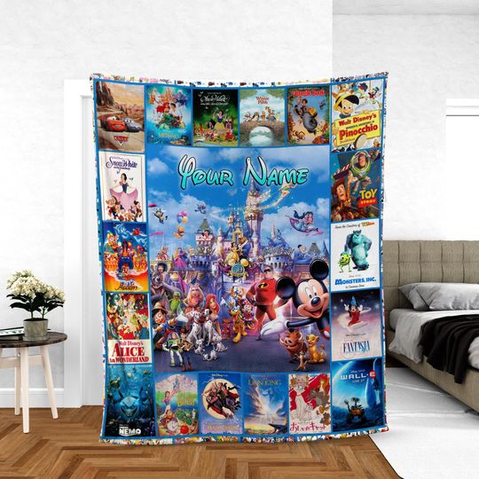 Discover Personalized Disneyland Movies Blanket, Mickey And Friends Fleece Blanket Magic Kingdom Birthday Blanket